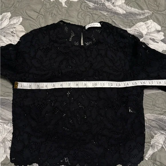 Sandro Black Lace Long Sleeve Blouse - Picture 8 of 12